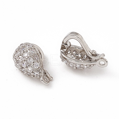 Brass Micro Pave Clear Cubic Zirconia Twister Clasps KK-K271-10P-1