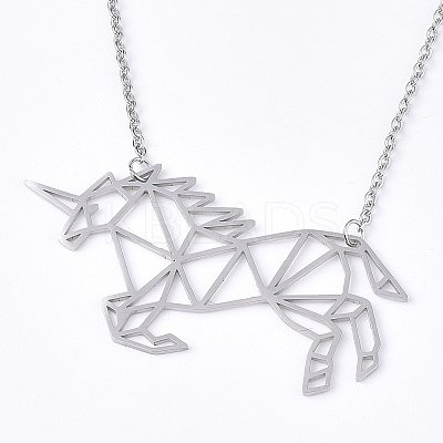 Non-Tarnish 201 Stainless Steel Pendant Necklaces LS-NJEW-T009-JN035-1-40-1