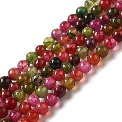Dyed Natural Agate Beads Strands G-R262-4mm-1-1