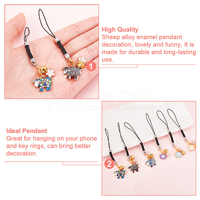 Sheep Alloy Enamel Pendant Decoration HJEW-AB00478-1