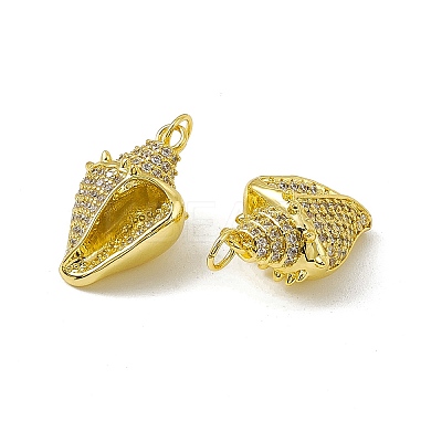 Rack Plating Brass Micro Pave Cubic Zirconia Pendants KK-C007-30G-1