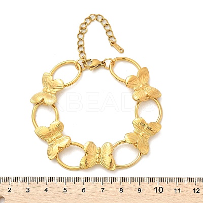 304 Stainless Steel Butterfly & Oval Link Bracelets for Women  BJEW-U023-03G-1