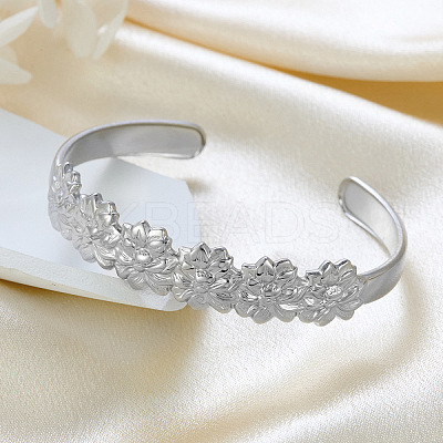 304 Stainless Steel Cuff Bangles for Women BJEW-P359-02P-1