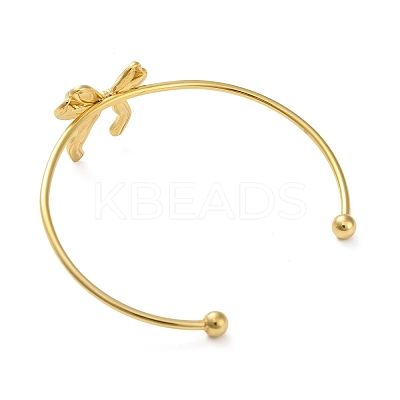 304 Stainless Steel Bowknot Cuff Bangles for Women AJEW-R100-01A-G-1