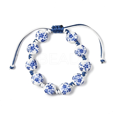 Handmade Printed Porcelain Braided Beaded Bracelets for Women BJEW-JB14196-1
