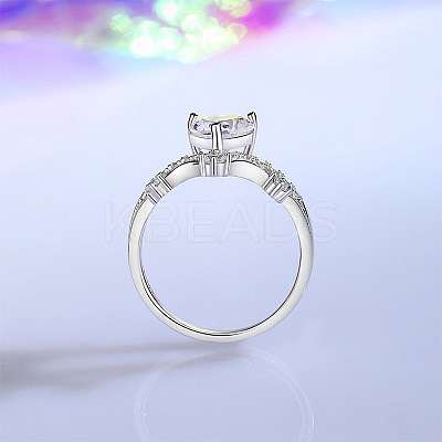 Rhodium Plated 925 Sterling Silver Micro Pave Cubic Zirconia Finger Rings for Women WG9CD14-03-1