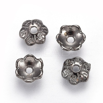 6-Petal Tibetan Style Alloy Flower Bead Caps TIBE-S220-B-NR-1