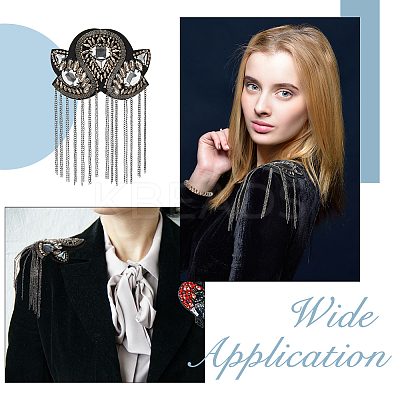 2Pcs Iron & Felt Fashion Tassel Epaulette AJEW-FH0004-04A-1