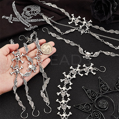 8Pcs 4 Styles Gothic Style Skull Wing Iron Twisted Boot Strap Chains for Halloween FIND-AB00066-1