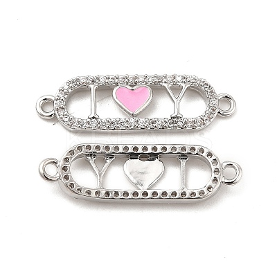 Brass Micro Pave Clear Cubic Zirconia Connector Charms KK-E068-VB403-1-1