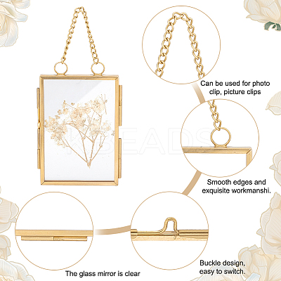 2Pcs 2 Style Brass Glass Hanging Photo Frame HJEW-OC0001-34-1