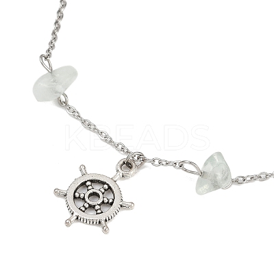 Natural Fluorite Chip Bead Chain Anklets AJEW-AN00671-02-1