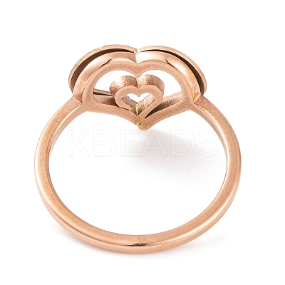 304 Stainless Steel Heart Finger Ring for Women RJEW-C086-21-RG-1