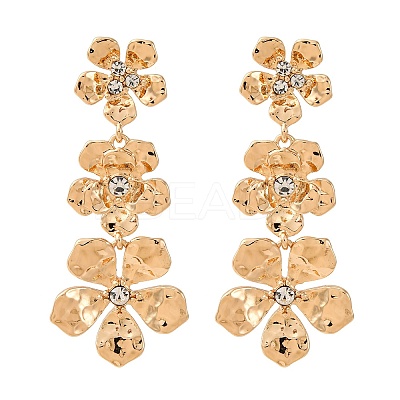 Flower Zinc Alloy Dangle Stud Earrings EJEW-Z107-02G-1
