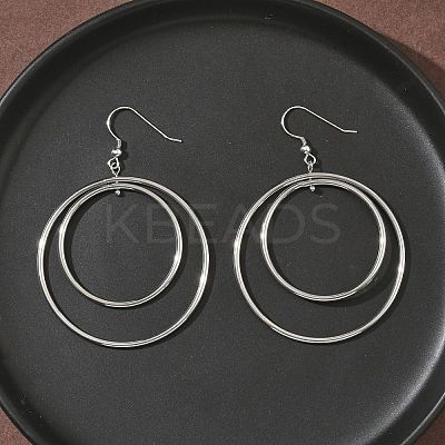 Electroplated 304 Stainless Steel Flat Round Dangle Earrings LS-EJEW-Z129-09P-1