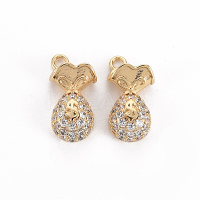Brass Micro Pave Clear Cubic Zirconia Charms KK-S356-452-NF-1