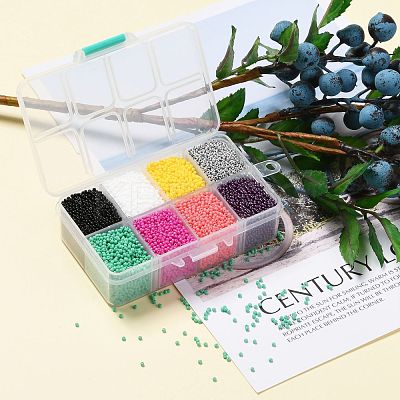 FGB 200G 8 Colors 12/0 Grade A Round Glass Seed Beads SEED-JP0010-10-2mm-1