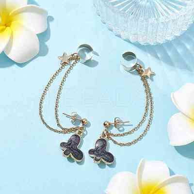 Light Gold 304 Stainless Steel Cuff Earring Chains EJEW-JE05685-01-1