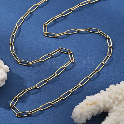 3.5MM 304 Stainless Steel Paperclip Chain Necklaces NJEW-T016-07G-1