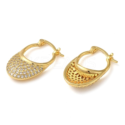 Teardrop Brass Hoop Earrings with Clear Cubic Zirconia EJEW-Q791-06G-1