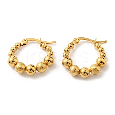 Iron Plating(IP) 304 Stainless Steel Beaded Hoop Earrings for Women EJEW-F319-03G-1