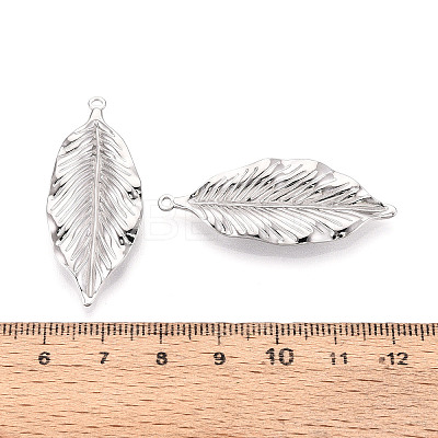 304 Stainless Steel Leaf Pendants STAS-T069-38P-1