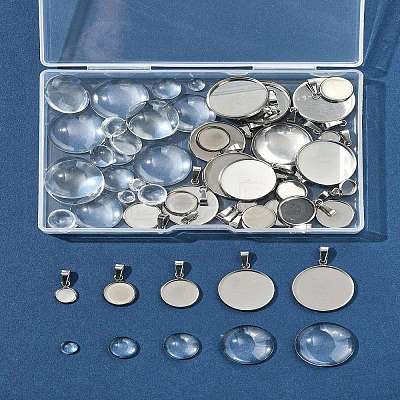 DIY 304 Stainless Steel Tray Pendants Making Kits DIY-FS0008-83-1