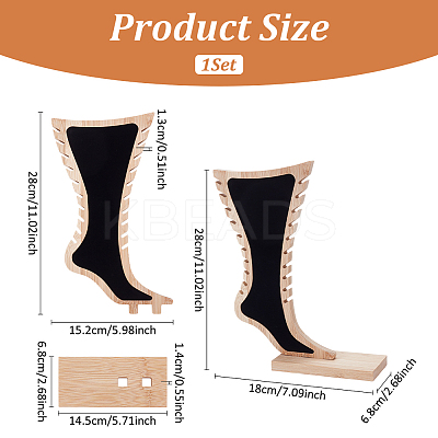 1Pc Foot Shaped Bamboo Anklet Storage Jewelry Rack ODIS-ME0001-01-1