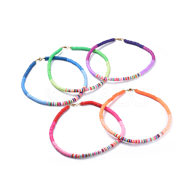 Handmade Polymer Clay Heishi Beaded Necklaces NJEW-JN02449-1