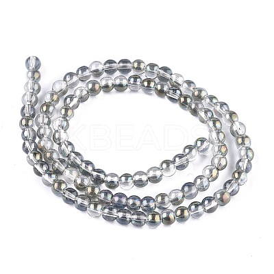 Full Rainbow Plated Round Electroplated Glass Beads Strands EGLA-I002-8mm-01-1