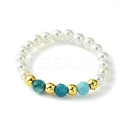 3Pcs 3 Style Natural Pearl & Moss Agate & Apatite Beaded Stretch Rings RJEW-TA00099-1