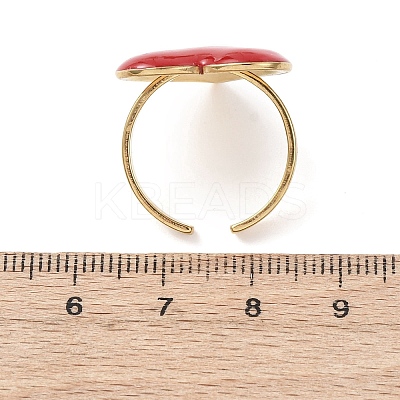 304 Stainless Steel Enaeml Open Cuff Rings for Women RJEW-K310-01G-1