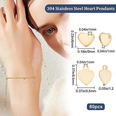 80Pcs 4 Styles 201 & 304 Stainless Steel Charms STAS-BBC0001-94-1