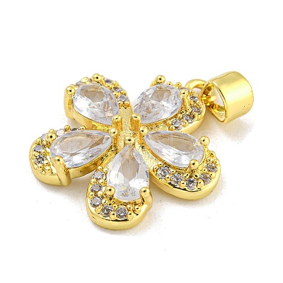 Rack Plating Brass Micro Pave Cubic Zirconia Pendants KK-G513-93G-02-1