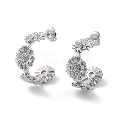 Non-Tarnish Sunflower 304 Stainless Steel Stud Earrings EJEW-P258-20P-1