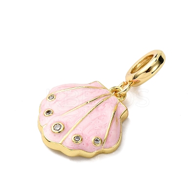 Brass Enamel European Dangle Charms KK-C119-05G-1