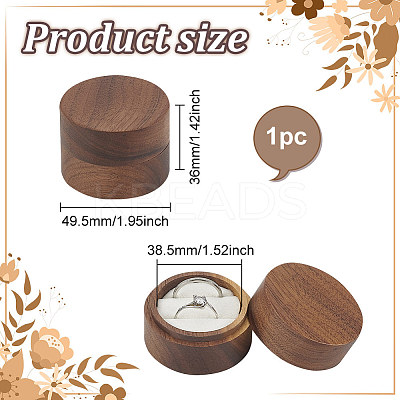 Round Wooden Couple Ring Storage Boxes with Velvet Inside AJEW-WH0513-26C-1