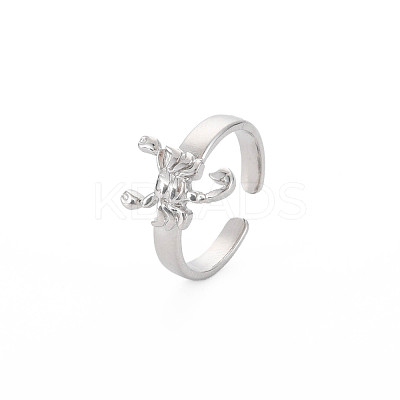 Non-Tarnish 304 Stainless Steel 12 Constellations/Zodiac Signs Open Cuff Ring for Women RJEW-S405-156P-E-1