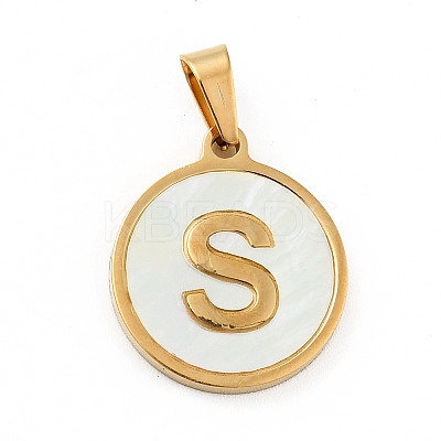 PVD Vacuum Plating 304 Stainless Steel with White Shell Pendants STAS-G268-01S-G-1