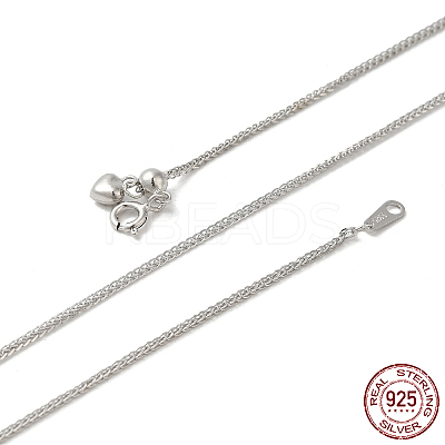 Anti-Tarnish Rhodium Plated 925 Sterling Silver Wheat Chains Necklace for Women STER-I021-02A-P-1
