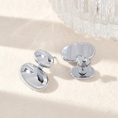 304 Stainless Steel Oval Stud Earrings EJEW-M073-08P-1