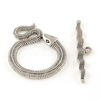 Tibetan Style Snake Toggle Clasps X-TIBE-A5836-AS-NR-1