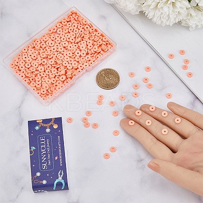 3 Strands Flat Round Handmade Polymer Clay Beads CLAY-SC0001-69B-1