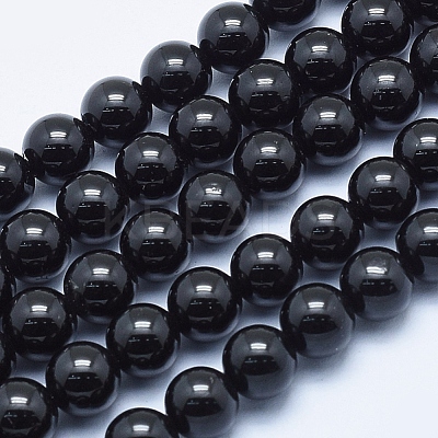 Natural Black Tourmaline Beads Strands G-E444-27-6mm-1