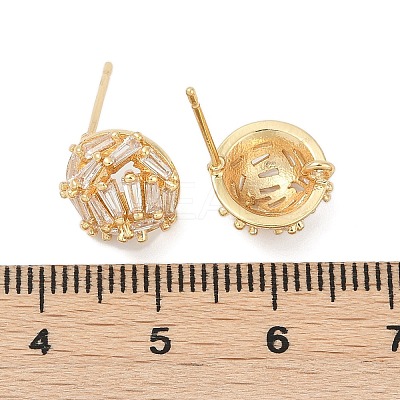 Brass Micro Pave Cubic Zirconia Stud Earring Findings KK-Z094-12G-1