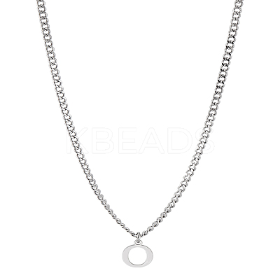 1Pc 304 Stainless Steel Letter Pendant Necklaces NJEW-LP0001-33O-P-1