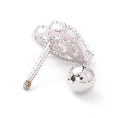 Heart Cat Eye Stud Earrings for Women EJEW-A065-01P-1