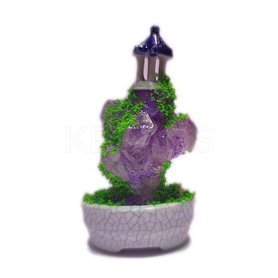 Natural Amethyst Pavilion Bonsai Decorations PW-WG69157-01-1
