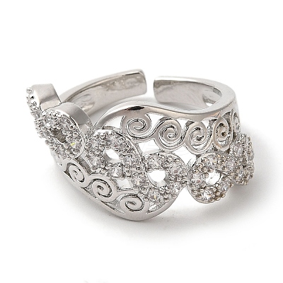 Infinity Clear Cubic Zirconia Wide Open Cuff Ring RJEW-L123-001P-1