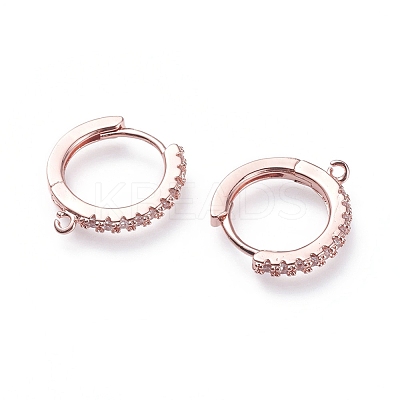 Brass Micro Pave Cubic Zirconia Huggie Hoop Earring Findings LS-ZIRC-G156-07RG-1